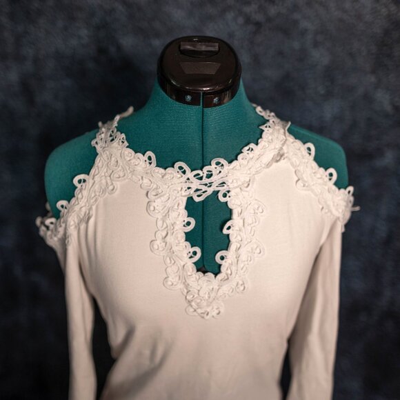 Boston Proper White Cut-Out Lace Top | Size Small - Picture 2 of 8
